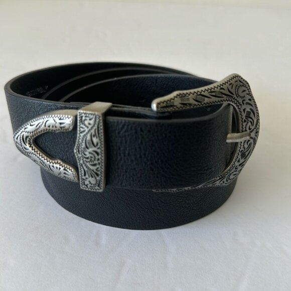 Topshop western buckle belt in sliver and black M-L - Picture 5 of 12